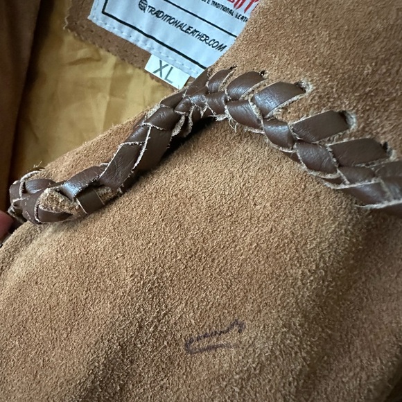Vintage Western Fringe Suede Leather Jacket Tan Brown Men’s XL Heavy Quality - Picture 4 of 9